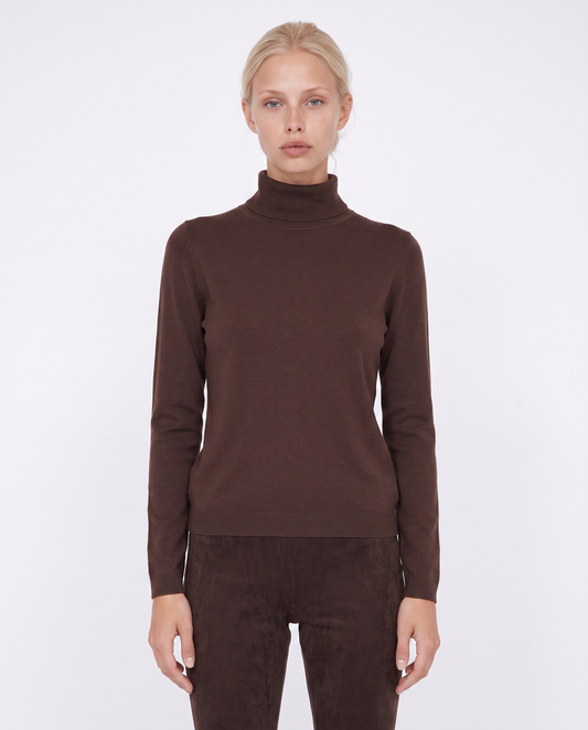 Pullover basico collo alto slim fit - Moro