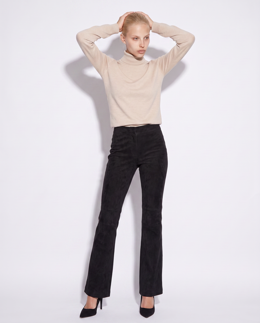 Basic Slim Fit High Neck Pullover - Beige