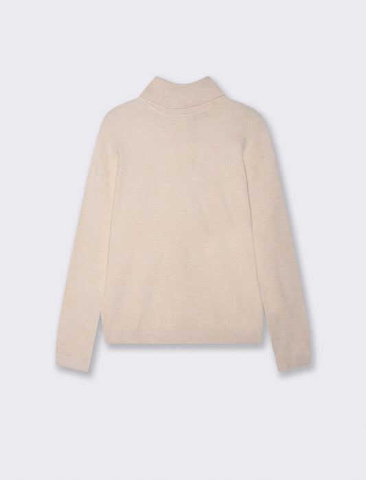 Basic Slim Fit High Neck Pullover - Beige