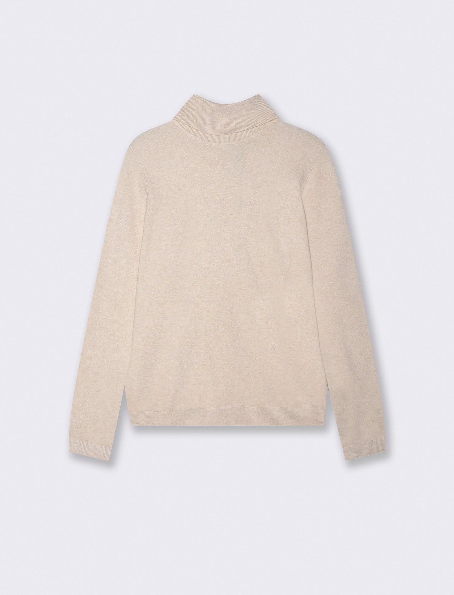 Basic Slim Fit High Neck Pullover - Beige