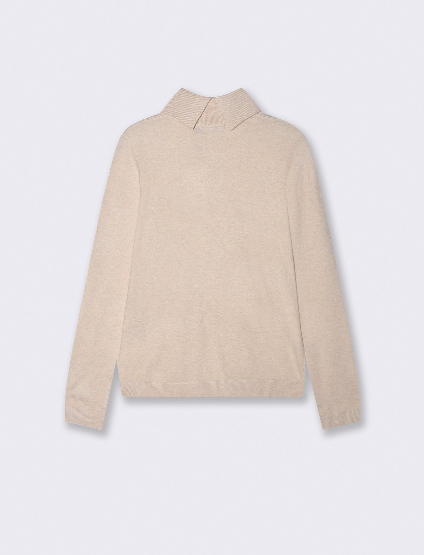 Basic Slim Fit High Neck Pullover - Beige