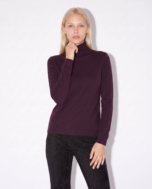 Basic Slim Fit High Neck Pullover - Red