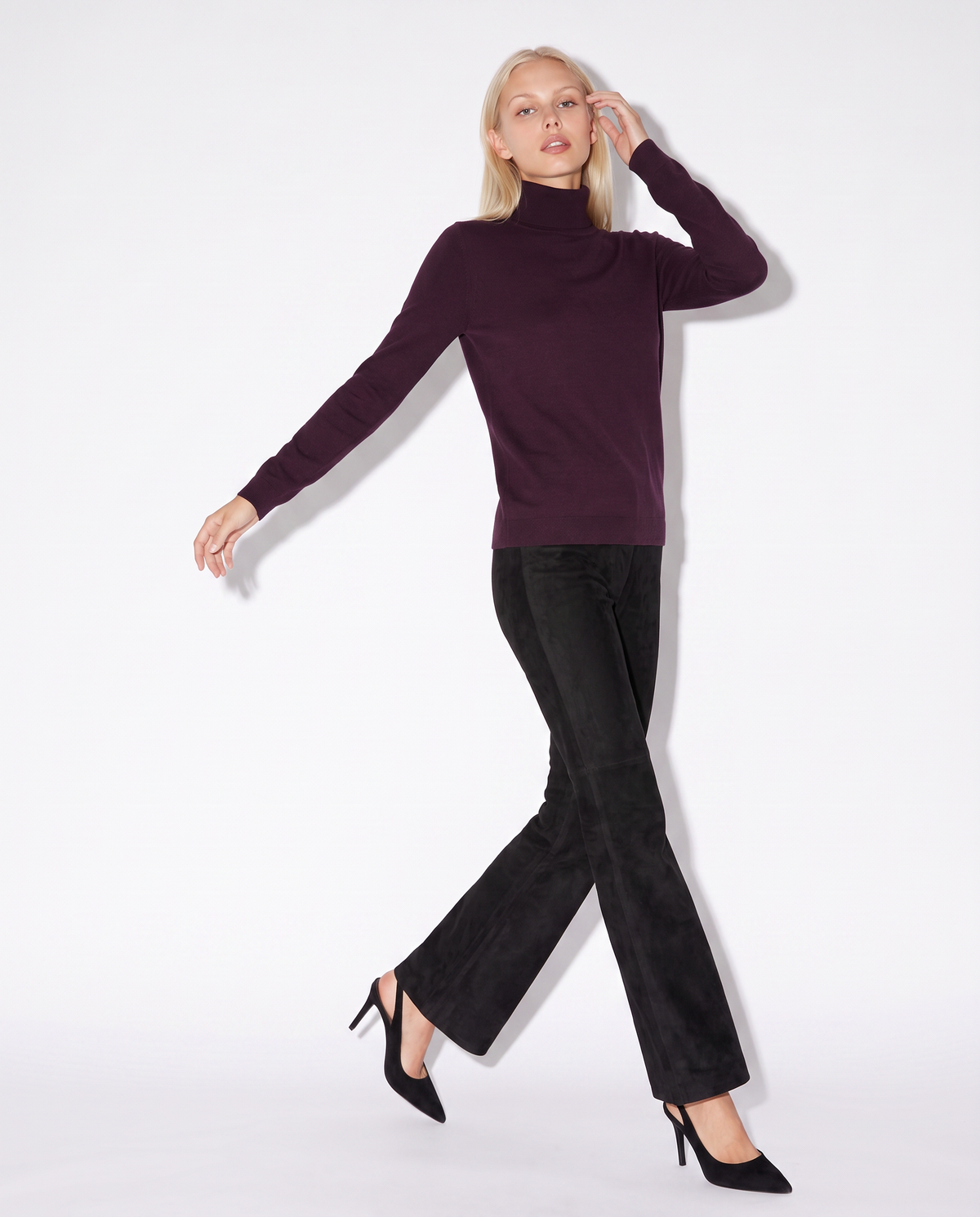 Basic Slim Fit High Neck Pullover - Red
