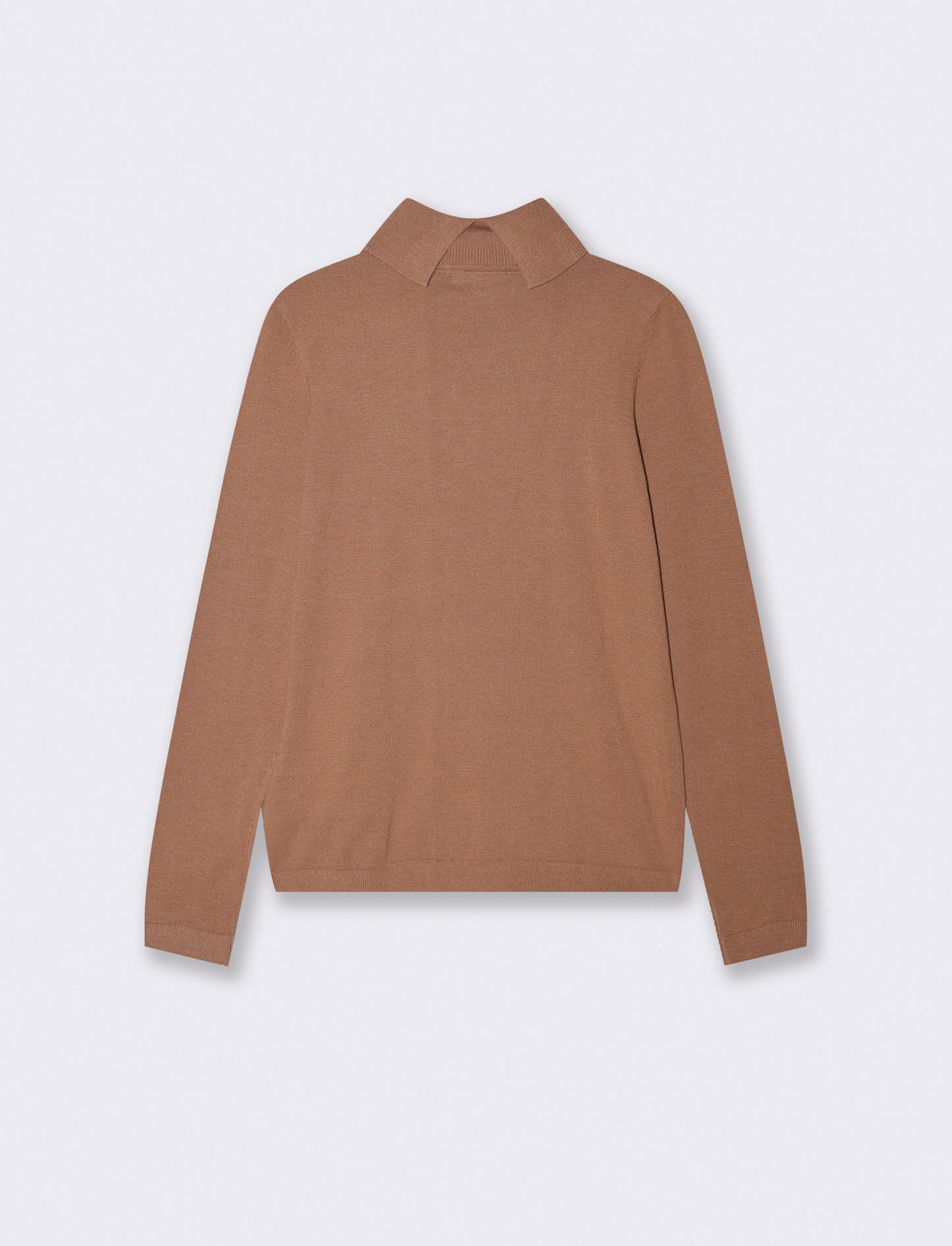 Pullover basico collo alto slim fit - Cammello