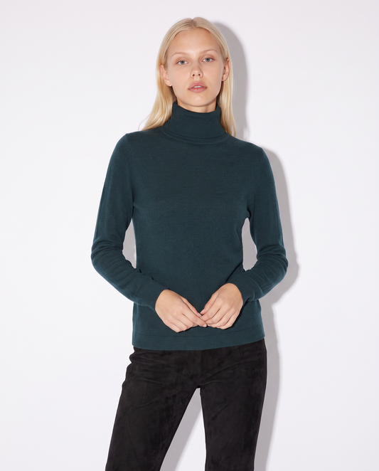 Basic Slim Fit High Neck Pullover - Green