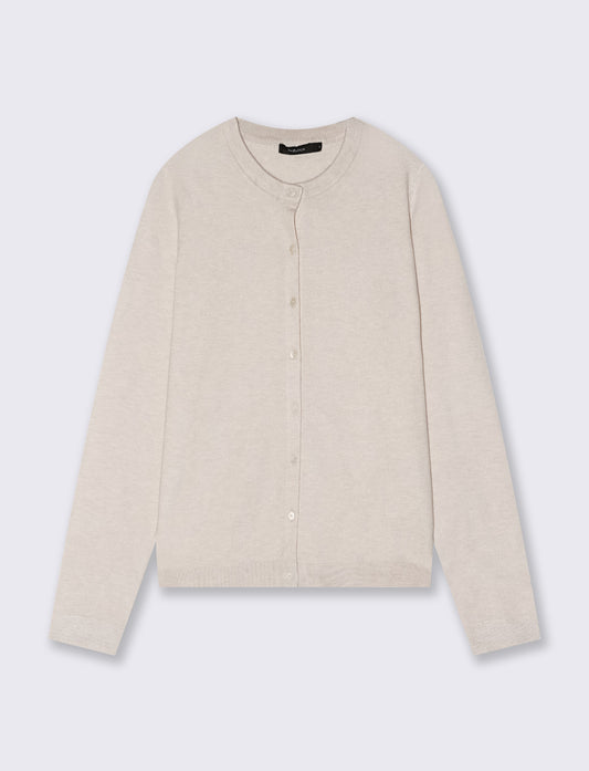 Basic Crew Neck Cardigan Regular Fit - Beige