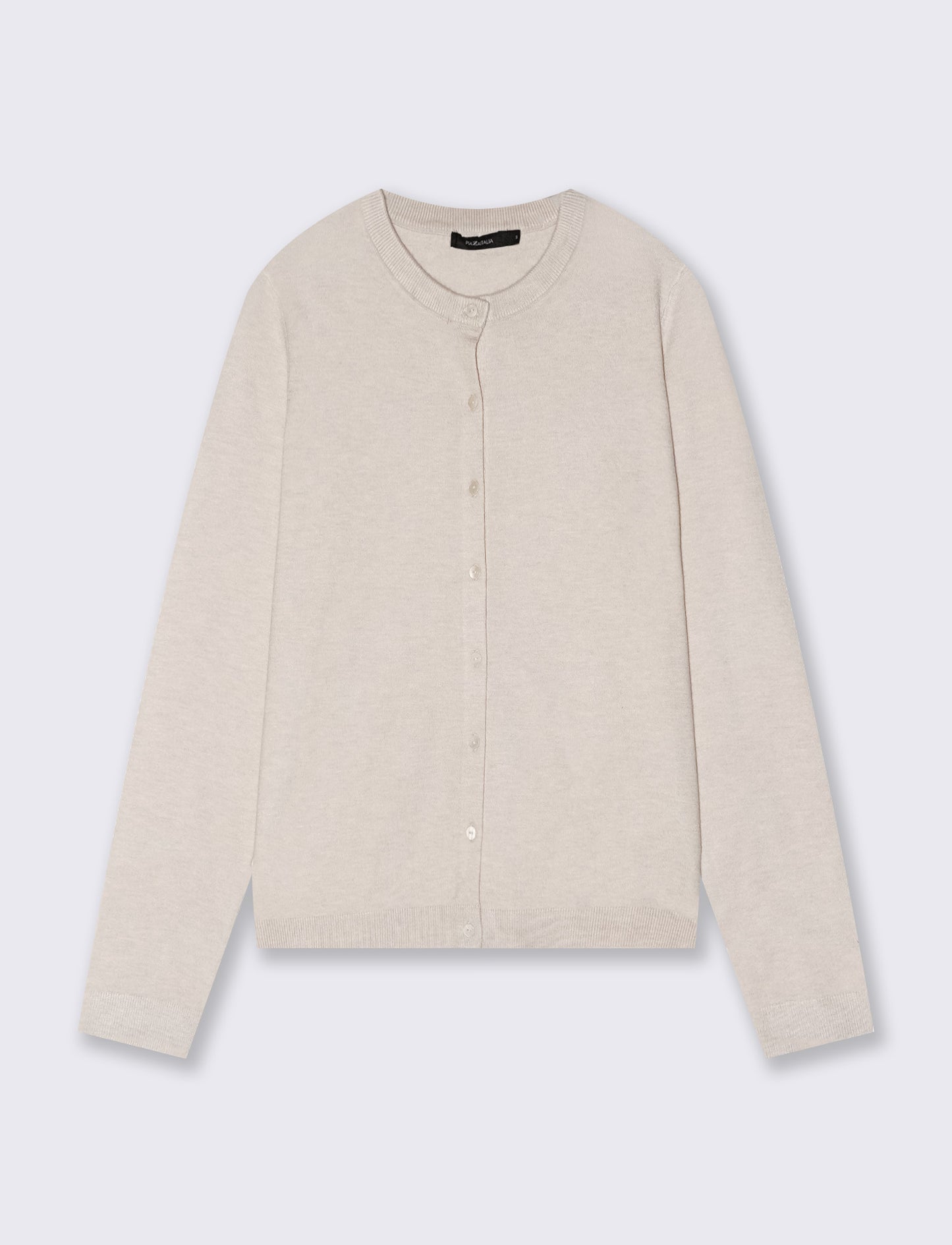 Cardigan basico girocollo vestibilità regolare - Avorio