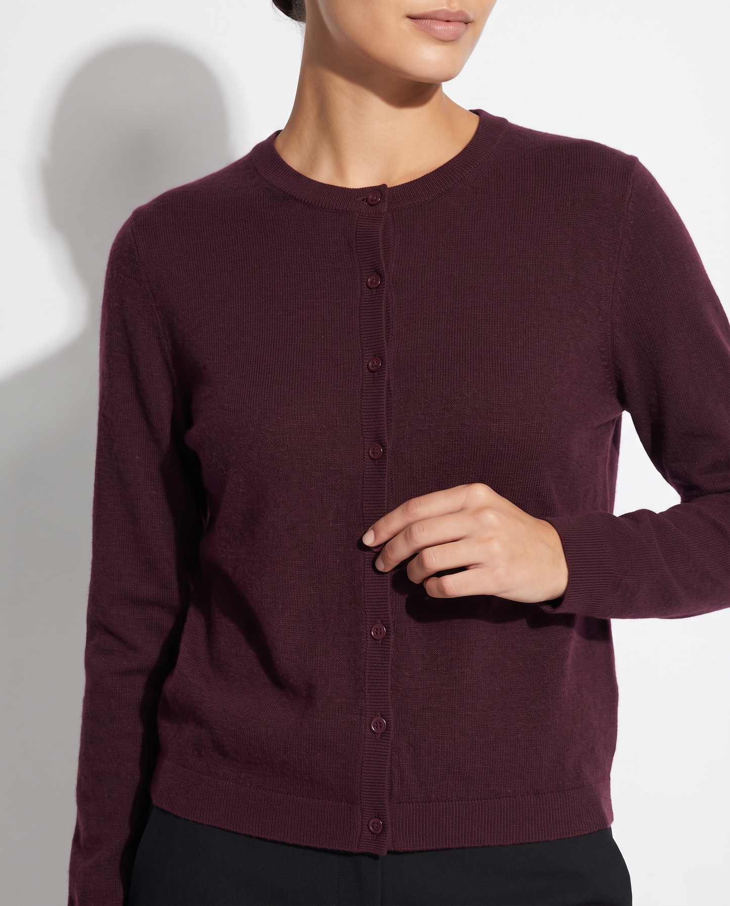 Cardigan basico girocollo vestibilità regolare - Bordeaux