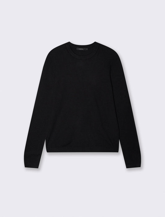 Basic long-sleeve crewneck pullover - Black