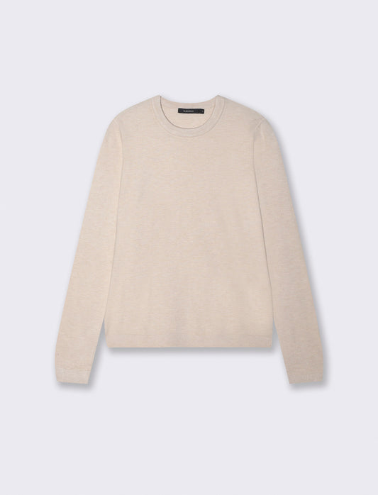 Basic long-sleeve crewneck pullover - Beige