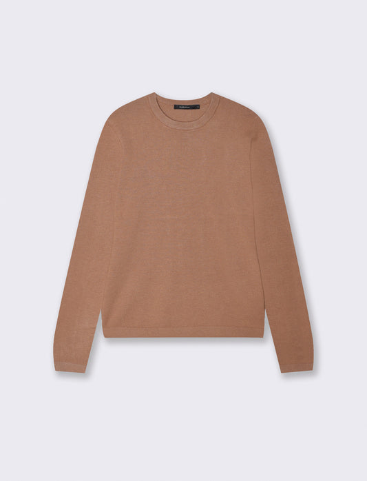 Basic long-sleeve crewneck pullover - BROWN