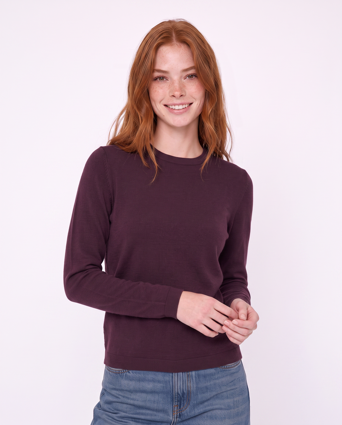 Basic long-sleeve crewneck pullover - Red