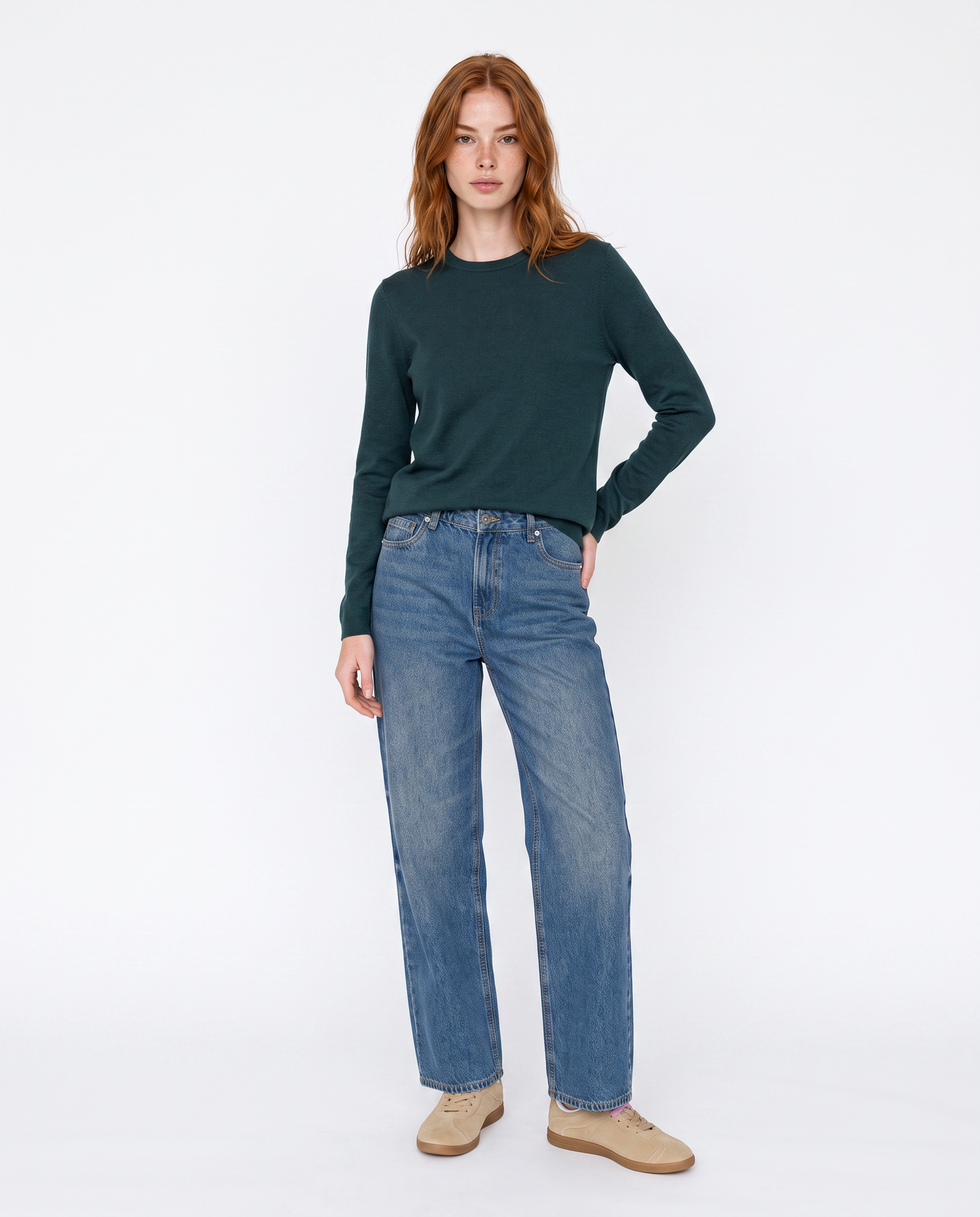 Pullover basico girocollo a manica lunga - Ottanio