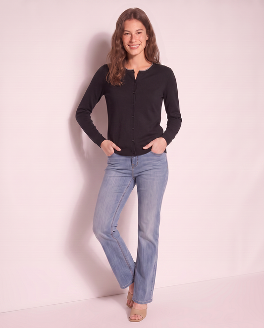 Cardigan Lungo con Bordino Lurex - Nero