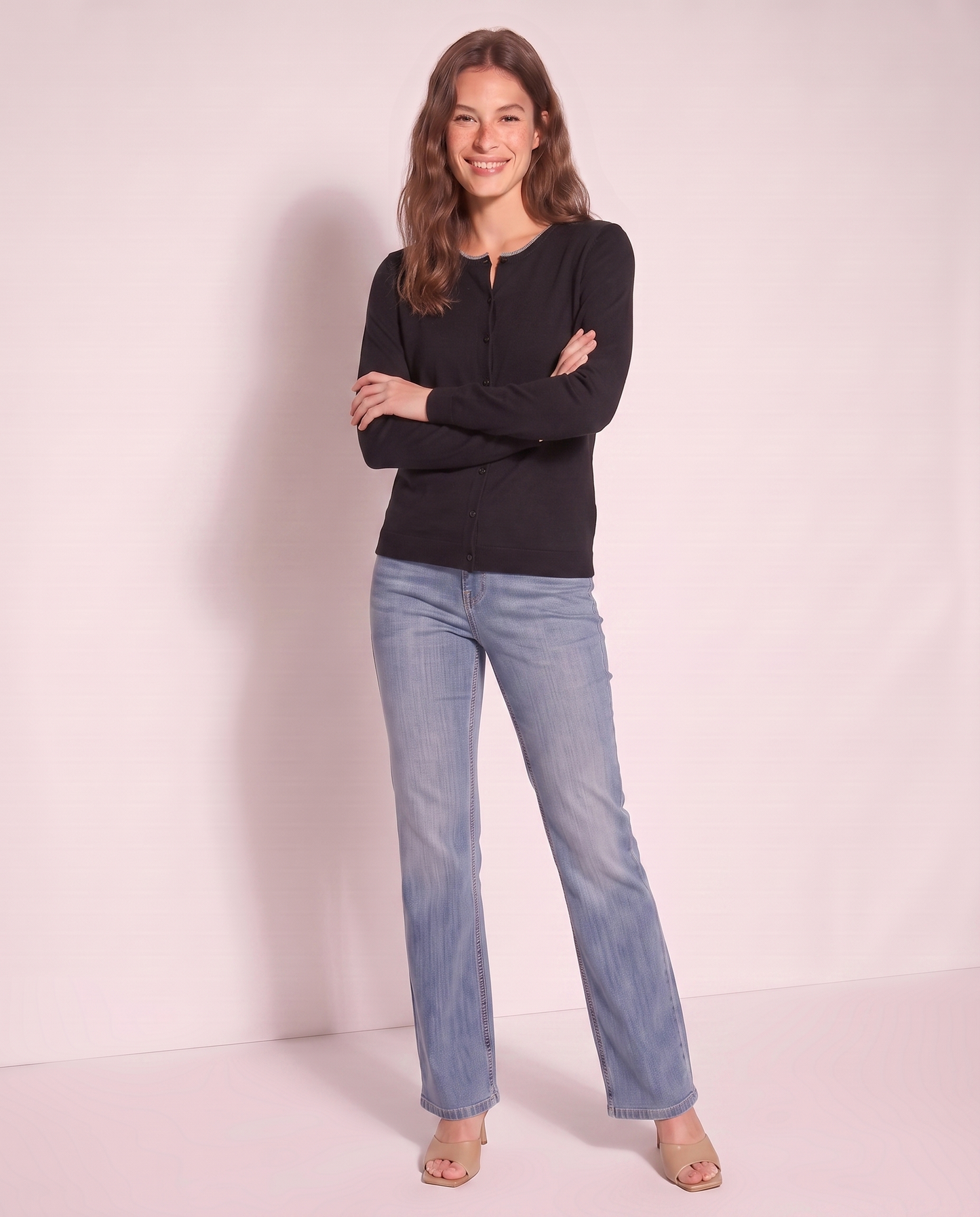 Cardigan Lungo con Bordino Lurex - Nero