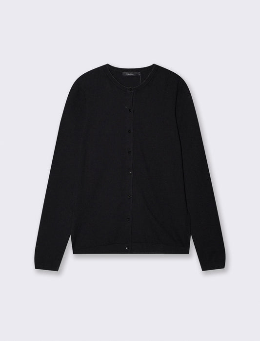 Cardigan Lungo con Bordino Lurex - Nero
