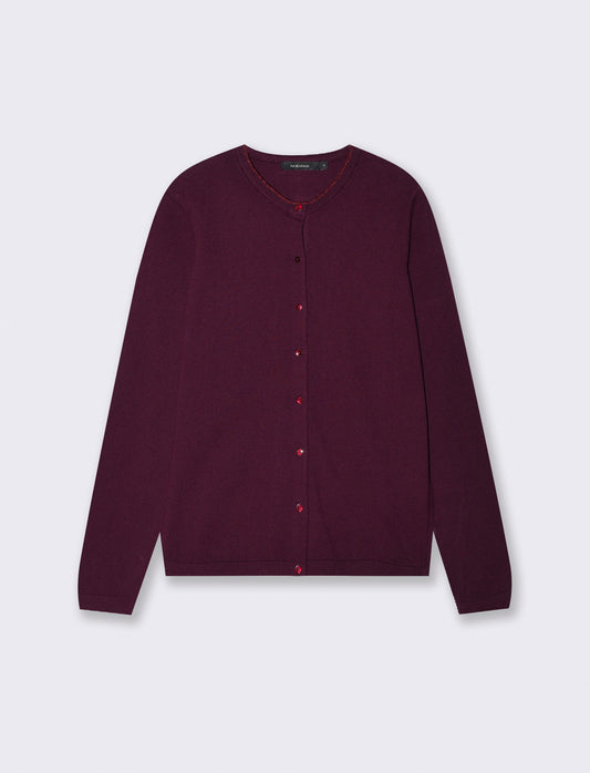 Cardigan Lungo con Bordino Lurex - Bordeaux