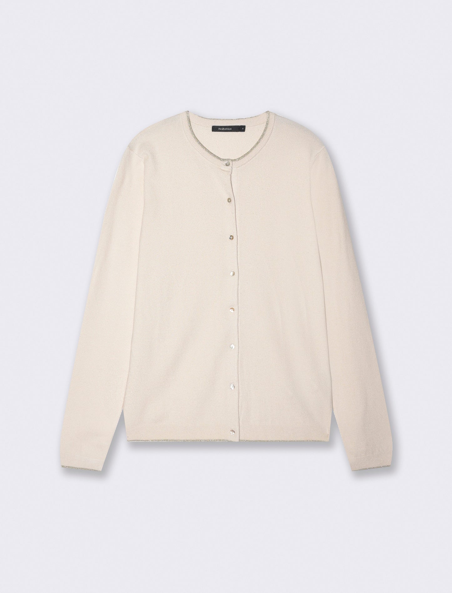 CARDIGAN CON BORDINO IN TESSUTO CON LUREX - Avorio