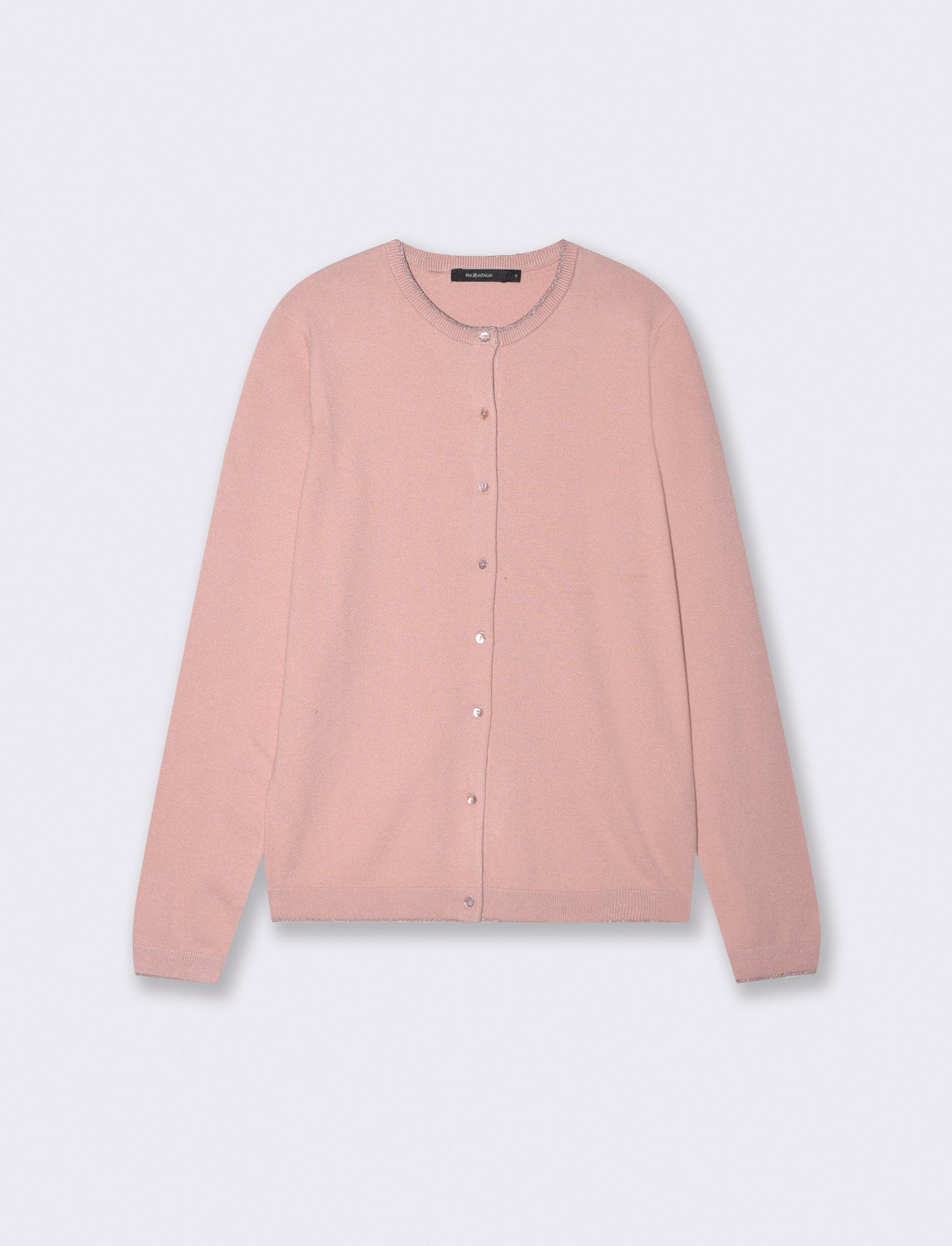 Cardigan Lungo con Bordino Lurex - Rosa polvere