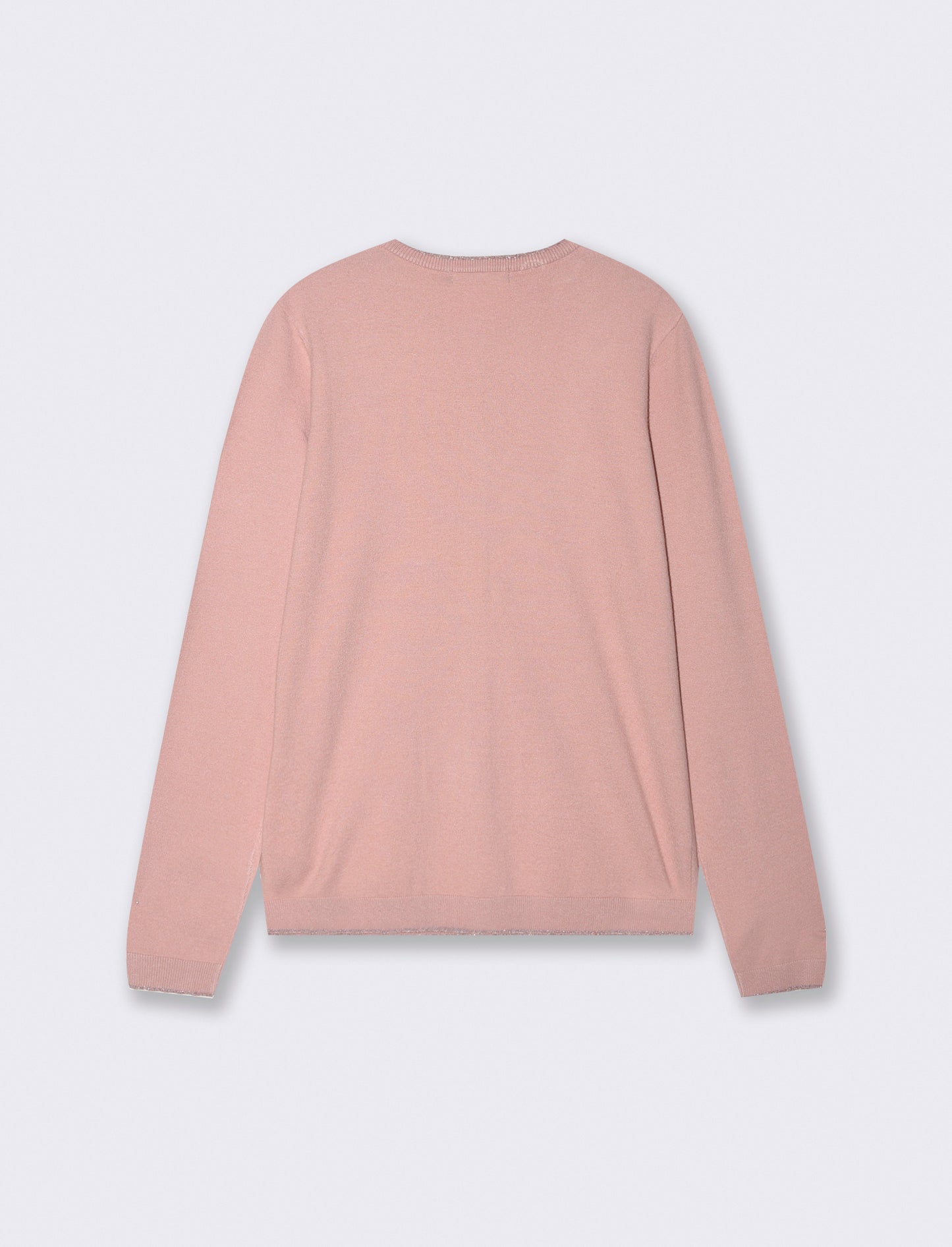 CARDIGAN CON BORDINO IN TESSUTO CON LUREX - Rosa polvere