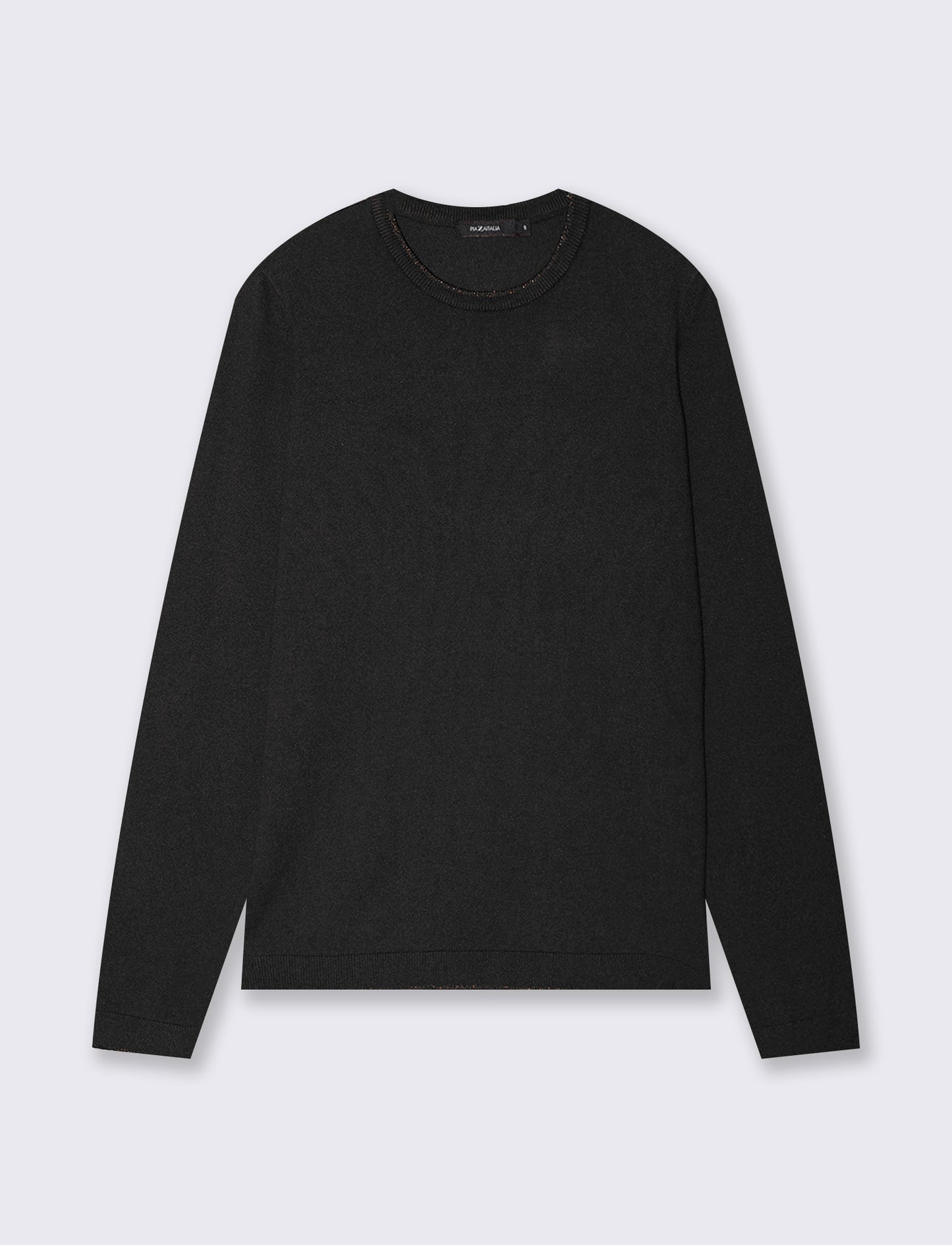 Pullover girocollo con bordino lurex - Nero