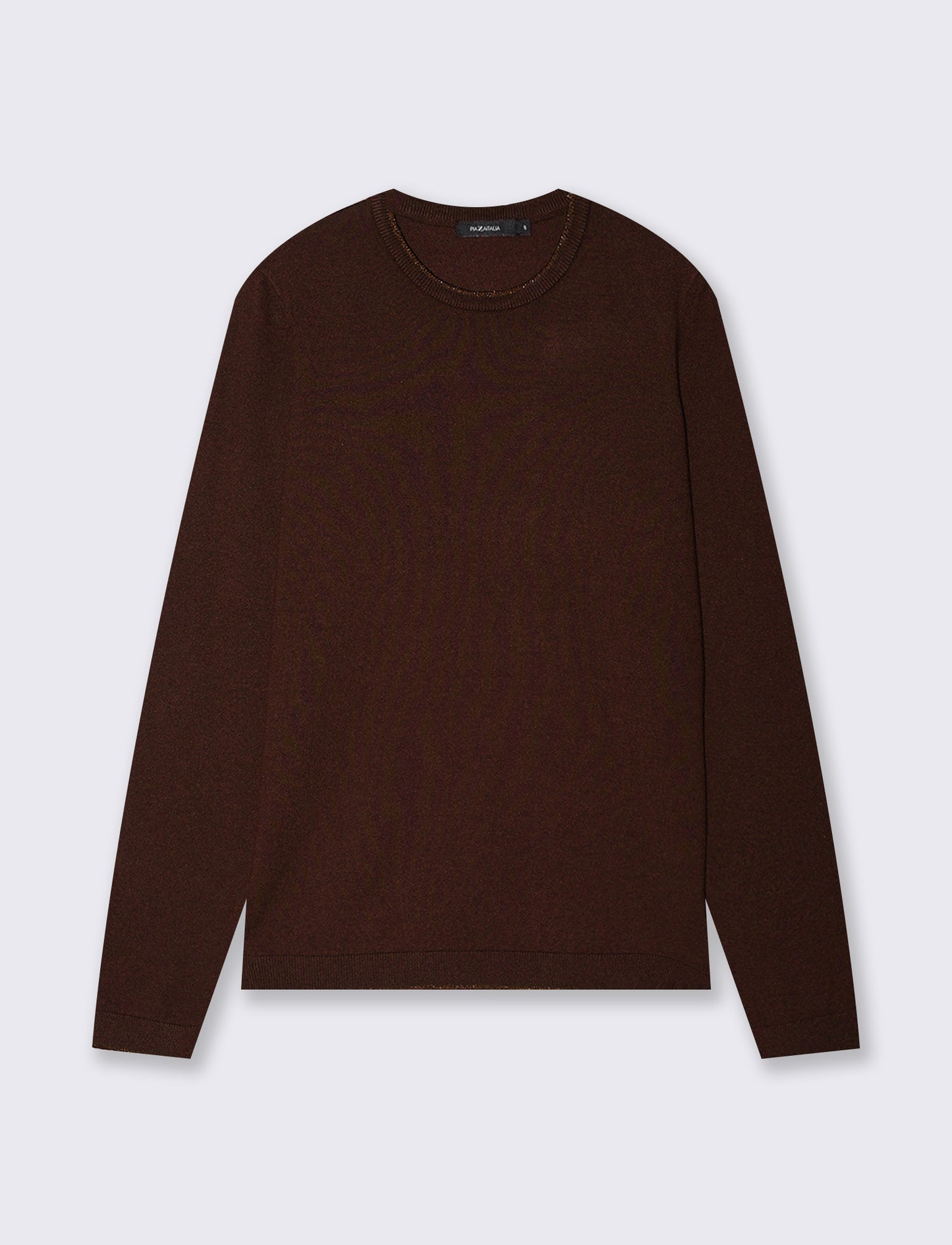 Lurex-trimmed crew neck sweater - Brown