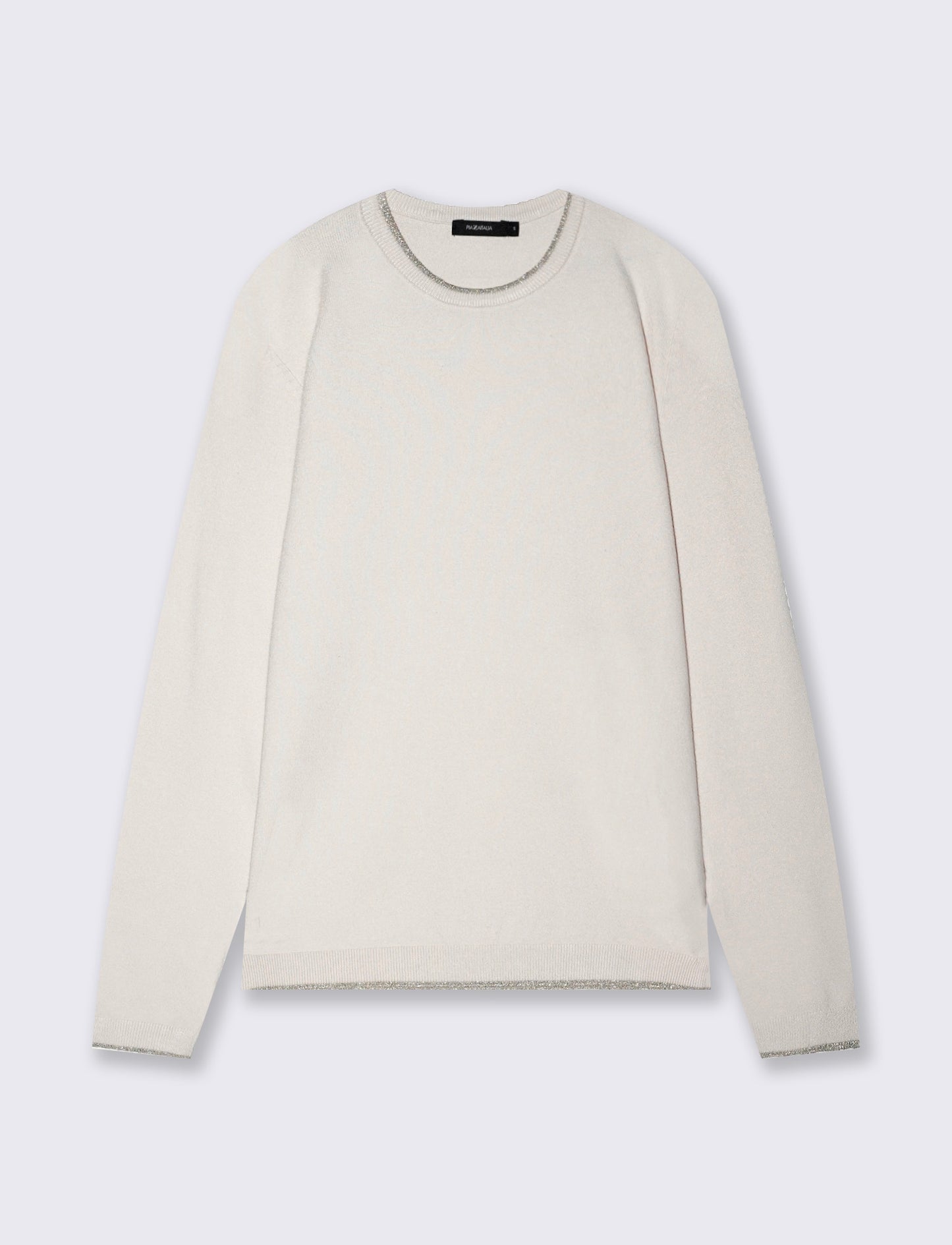 Pullover girocollo con bordino lurex - Avorio