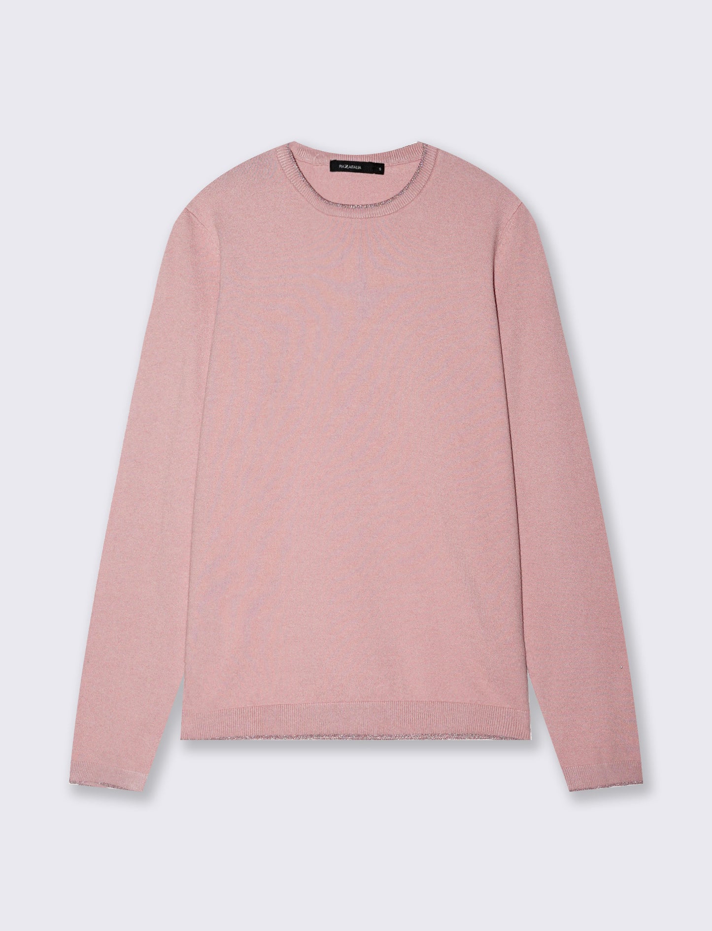 Pullover girocollo con bordino lurex - Rosa polvere