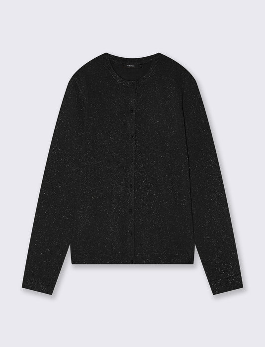 Lurex cardigan with high neck - Black