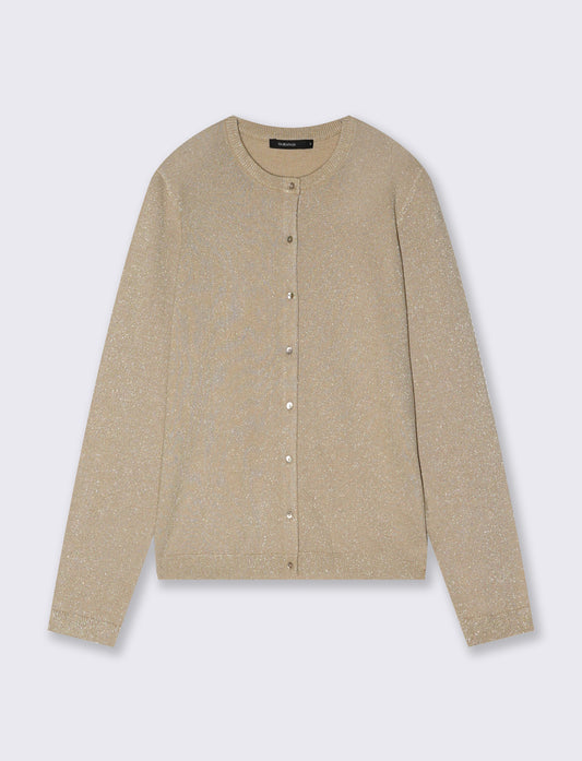 Lurex cardigan with high neck - Beige