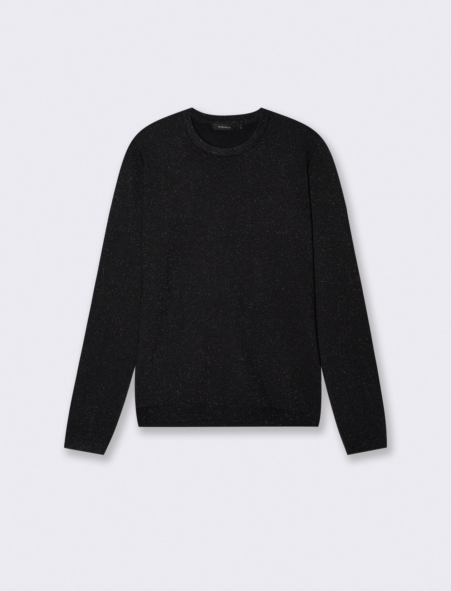 Long sleeve lurex sweater with crew neck - Black
