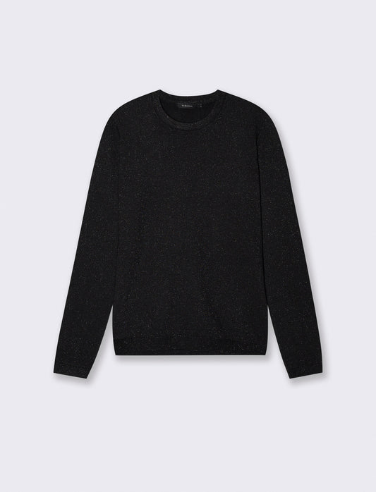 Long sleeve lurex sweater with crew neck - Black