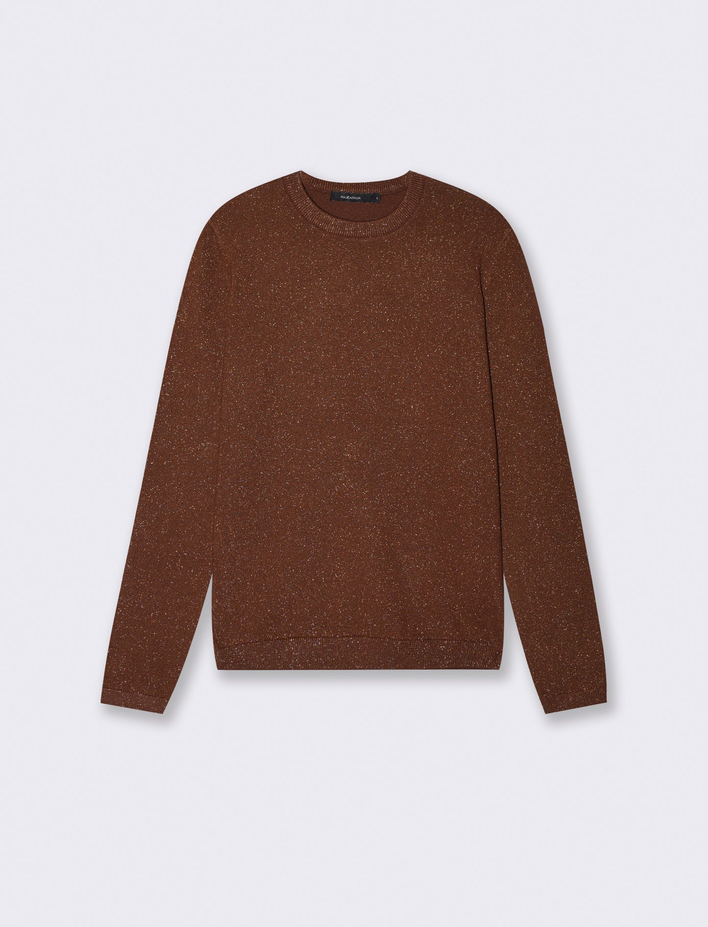 Long sleeve lurex sweater with crew neck - Brown