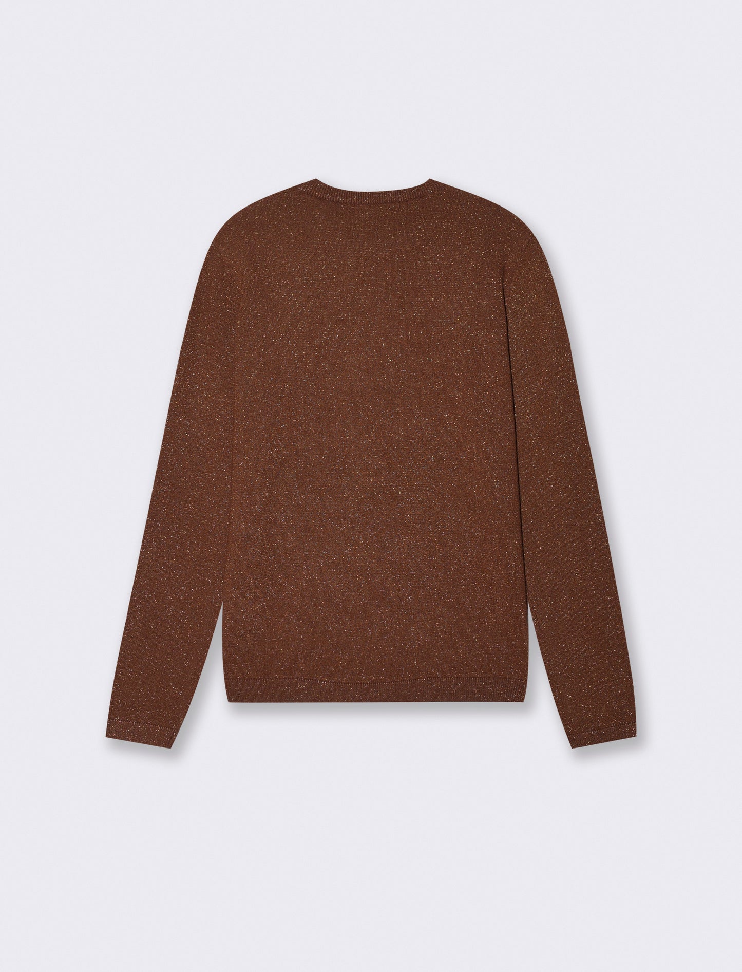 Long sleeve lurex sweater with crew neck - Brown