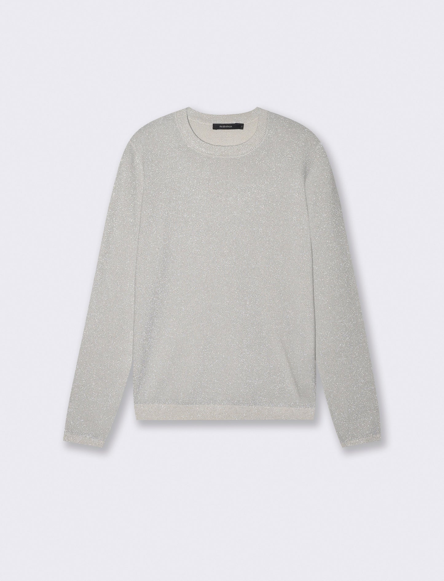 Long sleeve lurex sweater with crew neck - Beige