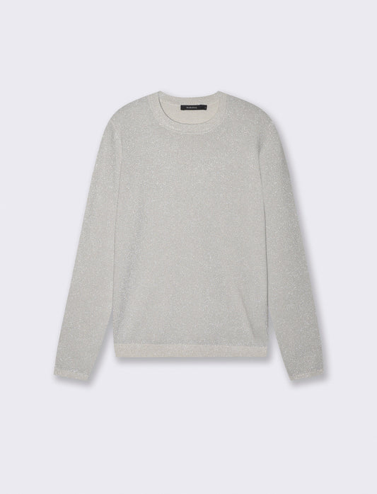 Long sleeve lurex sweater with crew neck - Beige