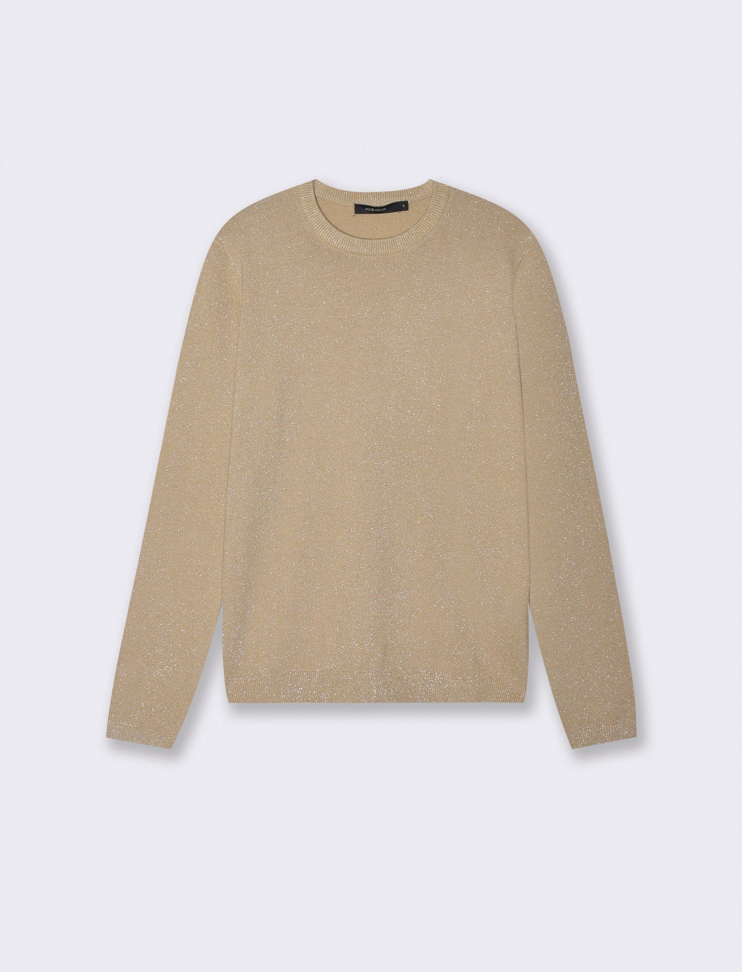 Long sleeve lurex sweater with crew neck - Beige