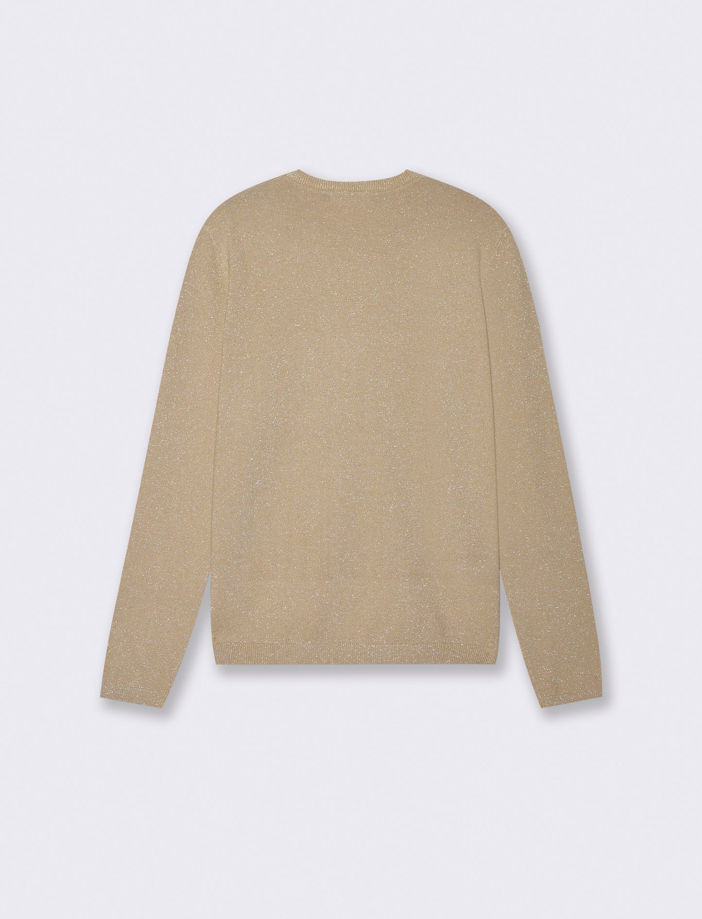 Long sleeve lurex sweater with crew neck - Beige