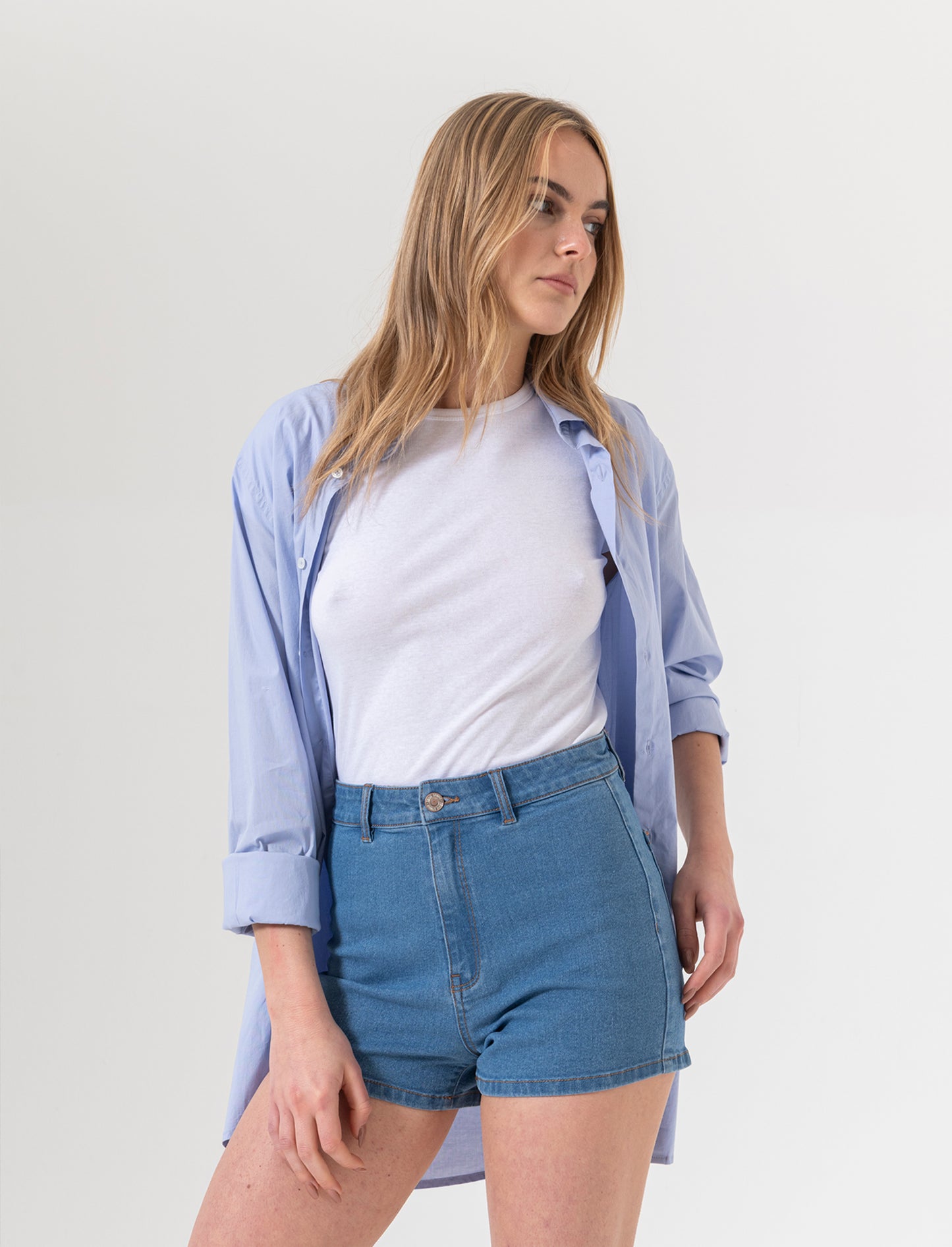 Short vita alta da donna - Denim