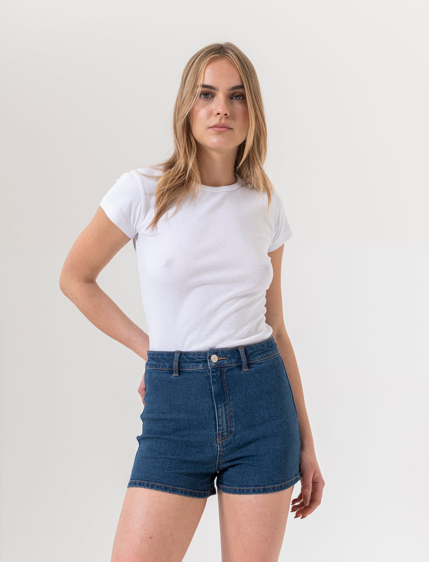 Short vita alta da donna - DENIM SCURO