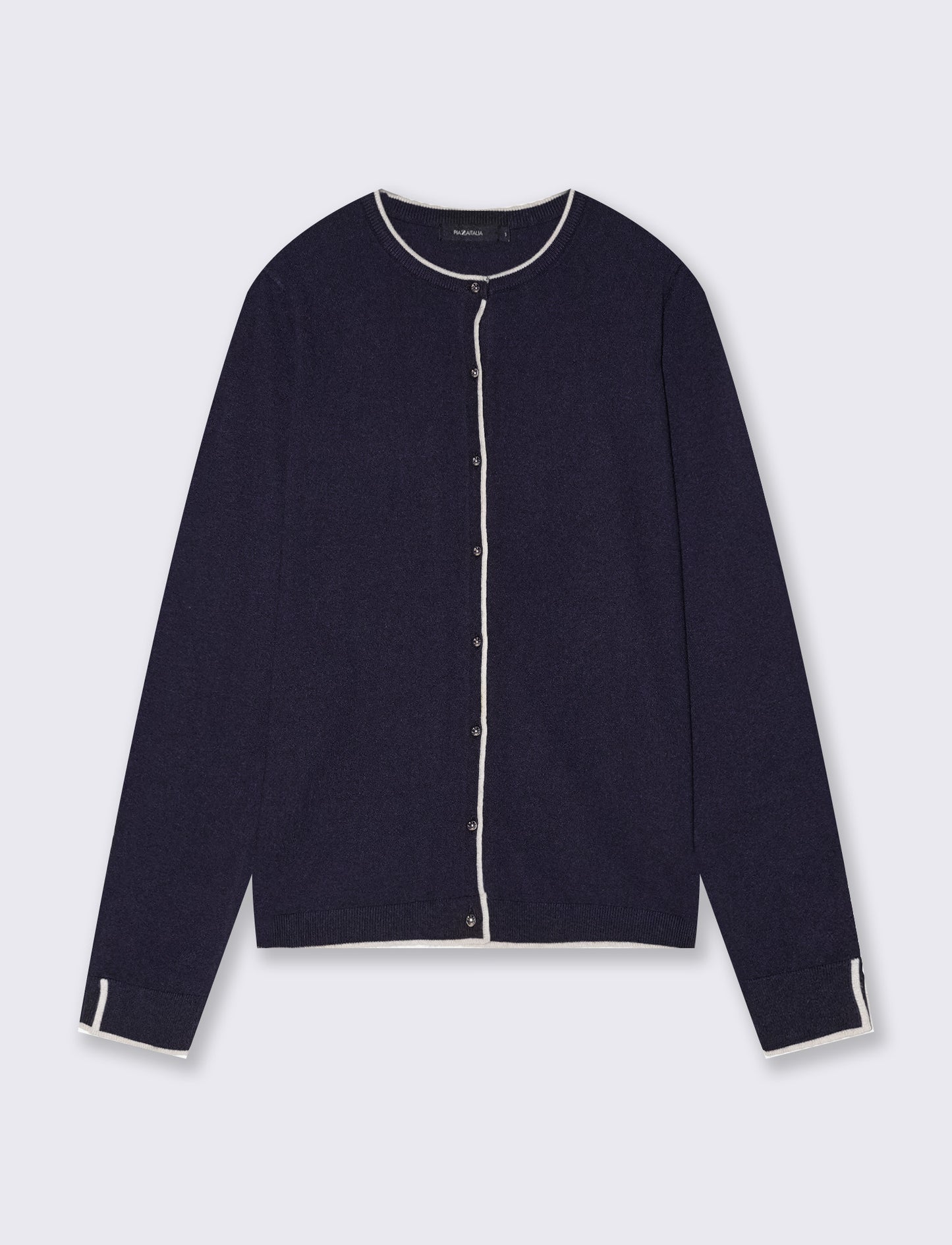 Cardigan girocollo con contrasto elegante - Blu