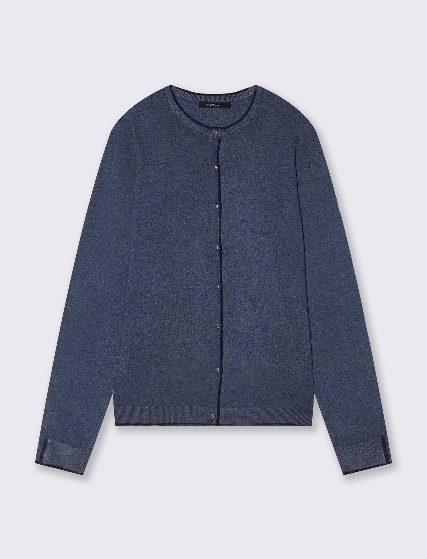 Cardigan girocollo con contrasto elegante - Denim