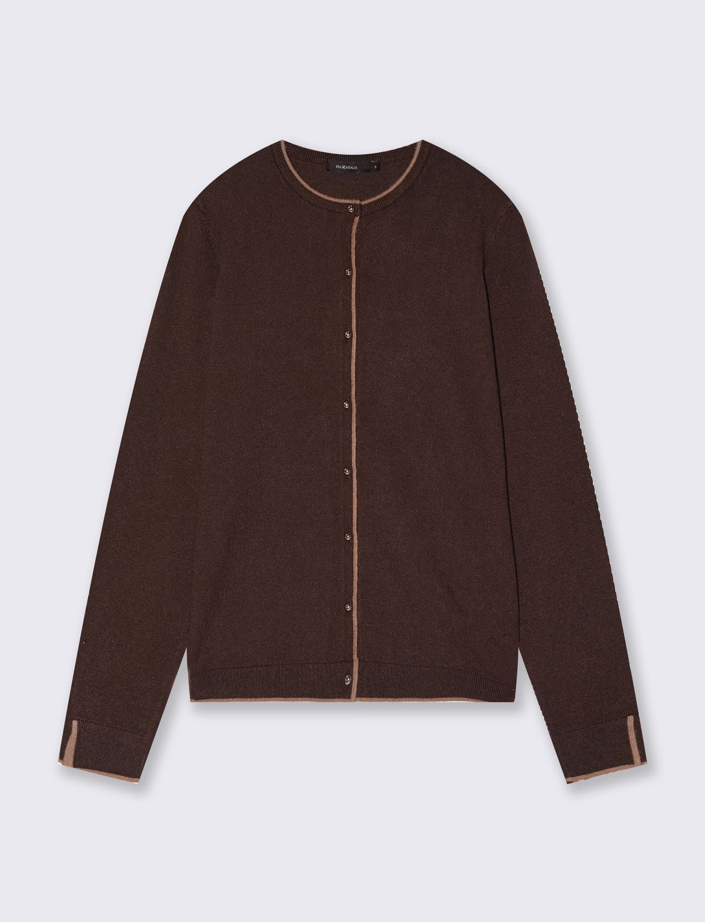 Cardigan girocollo con contrasto elegante - Moro