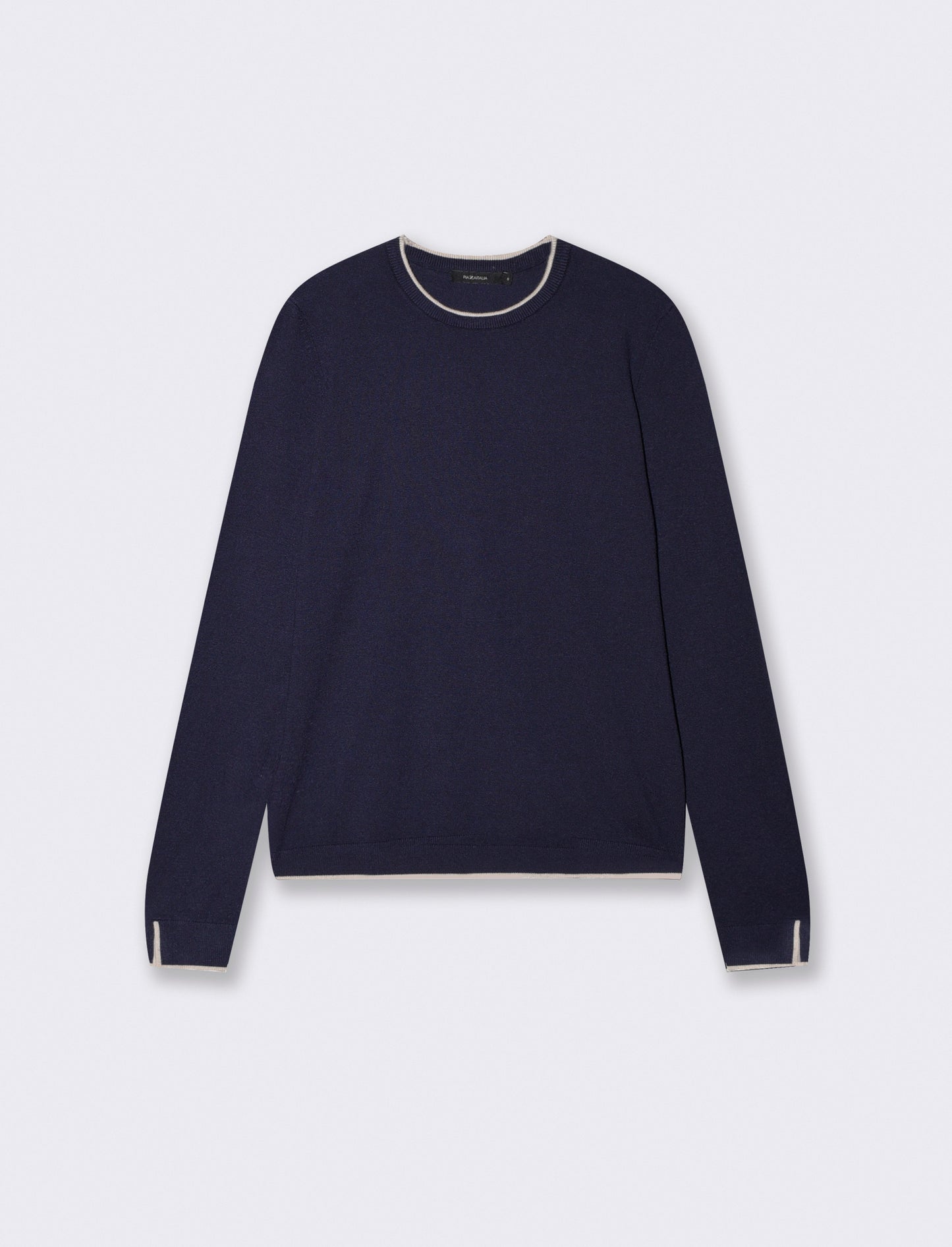 Regular Contrast Crew Neck Sweater - Blue