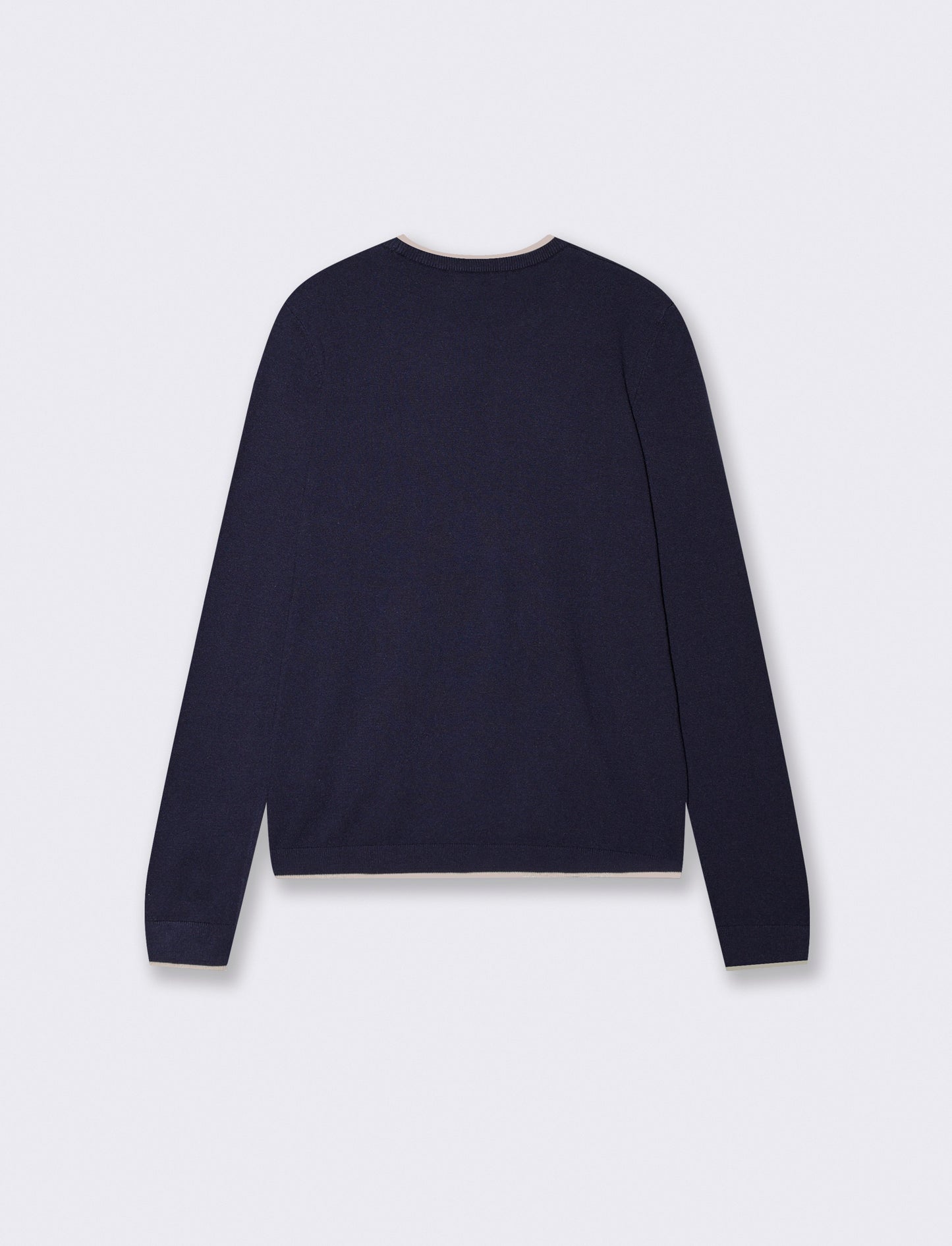 Regular Contrast Crew Neck Sweater - Blue