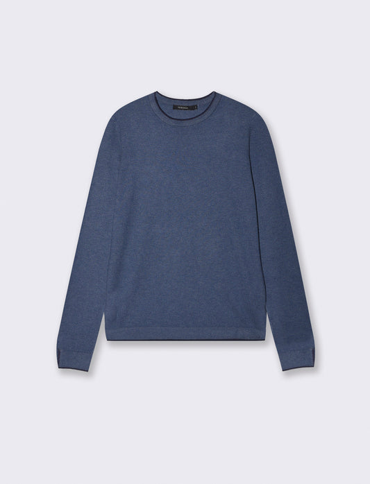 Regular Contrast Crew Neck Sweater - Blue