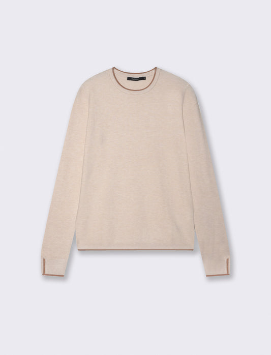 Regular Contrast Crew Neck Sweater - Beige