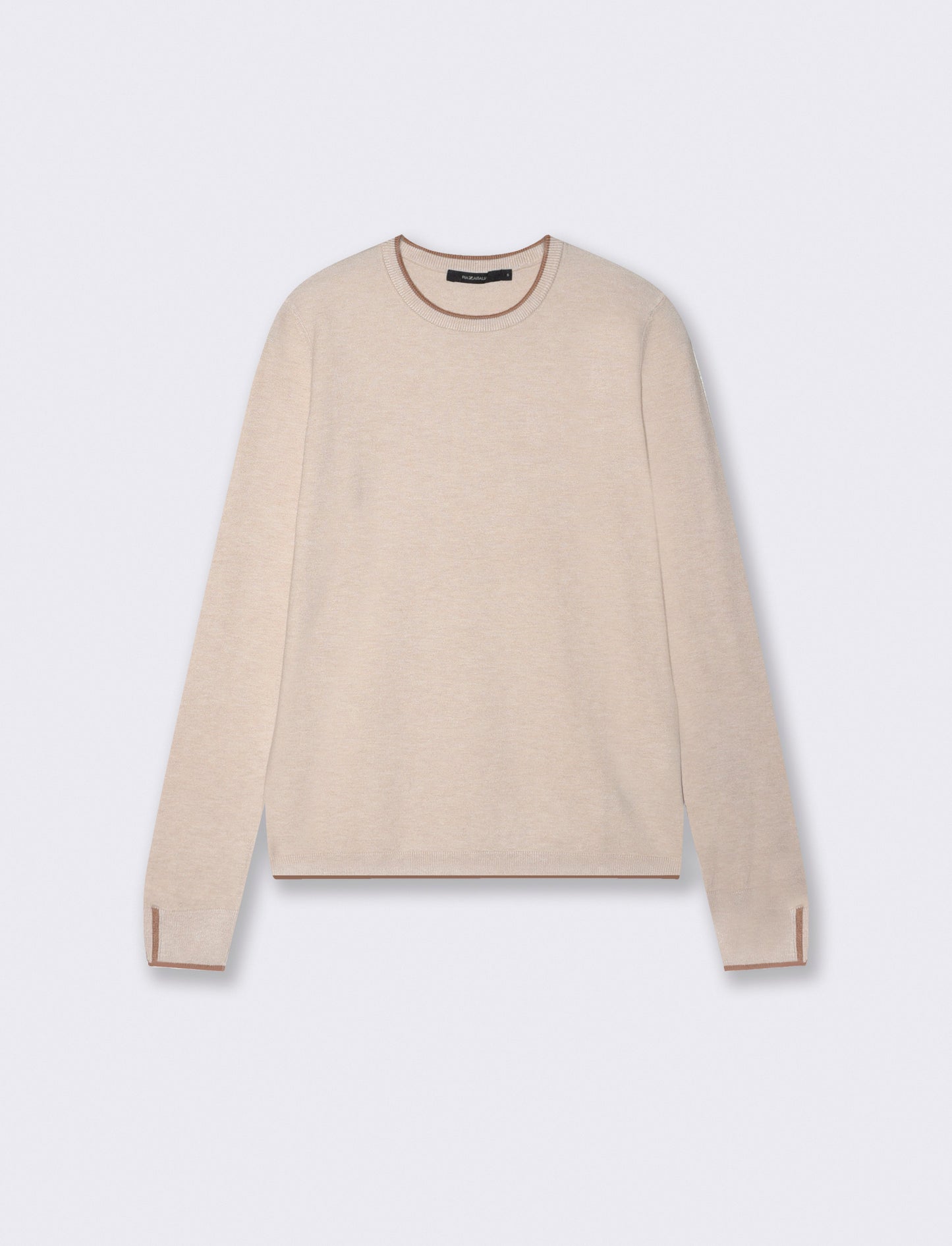 Regular Contrast Crew Neck Sweater - Beige
