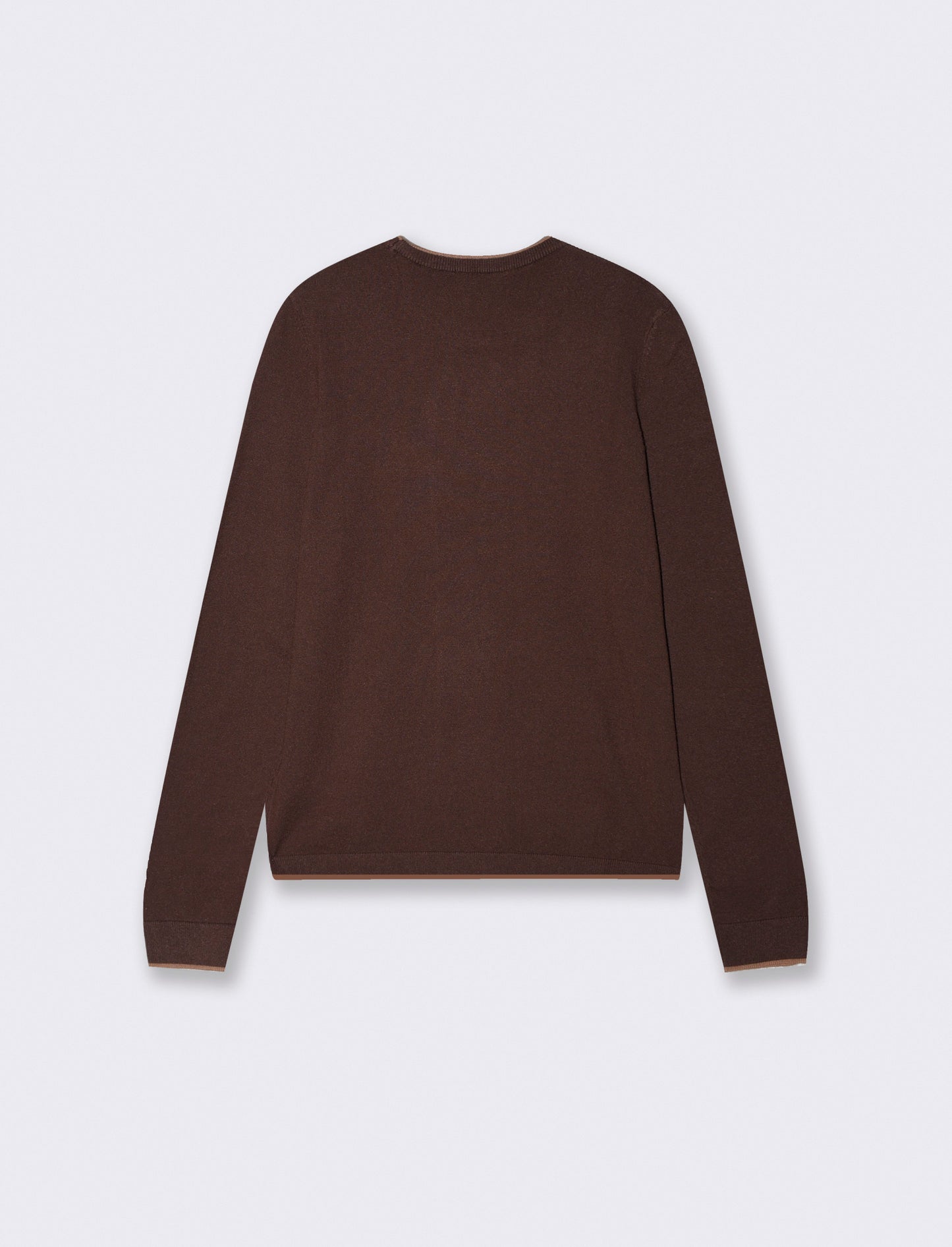 Regular Contrast Crew Neck Sweater - Brown