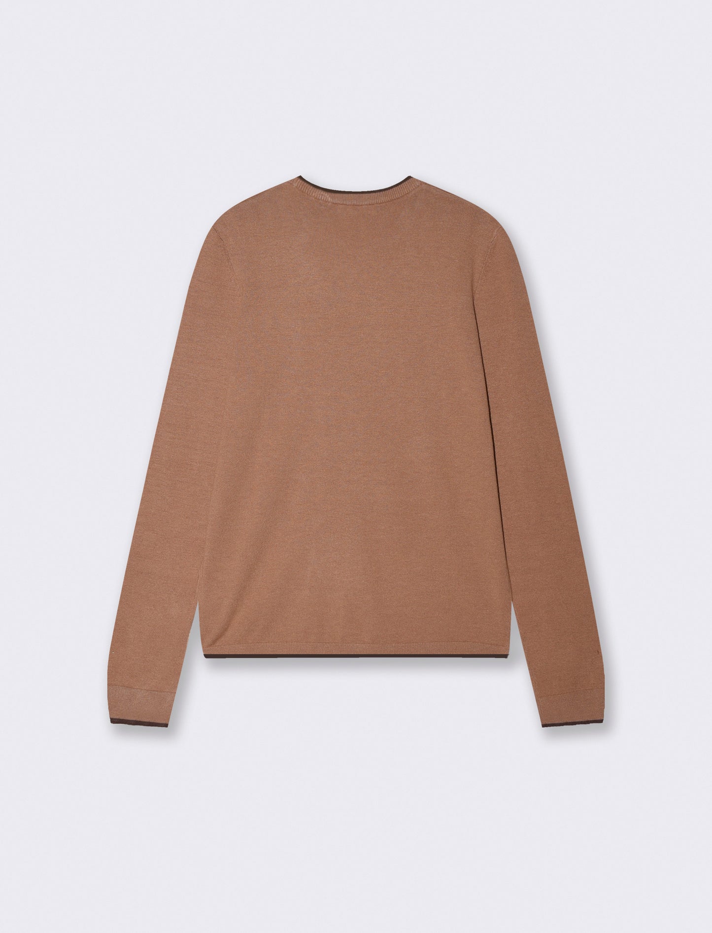 Regular Contrast Crew Neck Sweater - BROWN